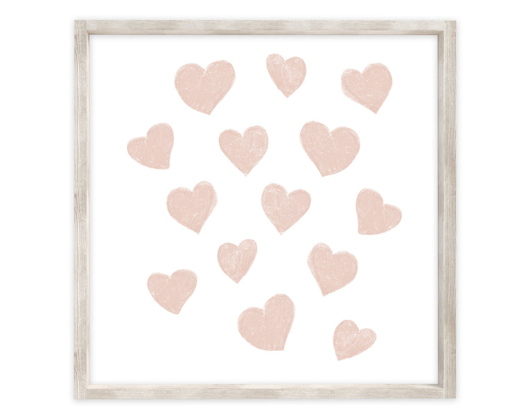 Blush Pink Rainbow Hearts and XO SQUARE Printable Wall Art Set of 3, Digital Download