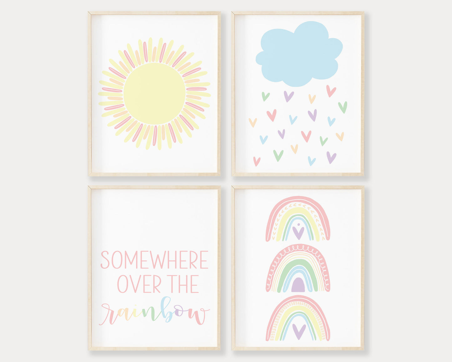 Pastel Somewhere Over The Rainbow Printable Wall Art, Instant Download