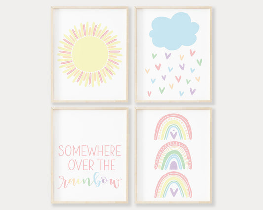 Pastel Somewhere Over The Rainbow Printable Wall Art, Instant Download