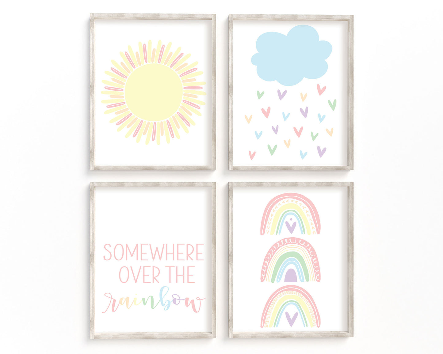 Pastel Somewhere Over The Rainbow Printable Wall Art, Instant Download