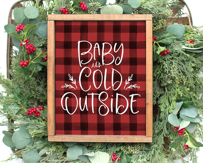 Baby It’s Cold Outside Printable Wall Art, Buffalo Plaid Christmas Decor Digital Download