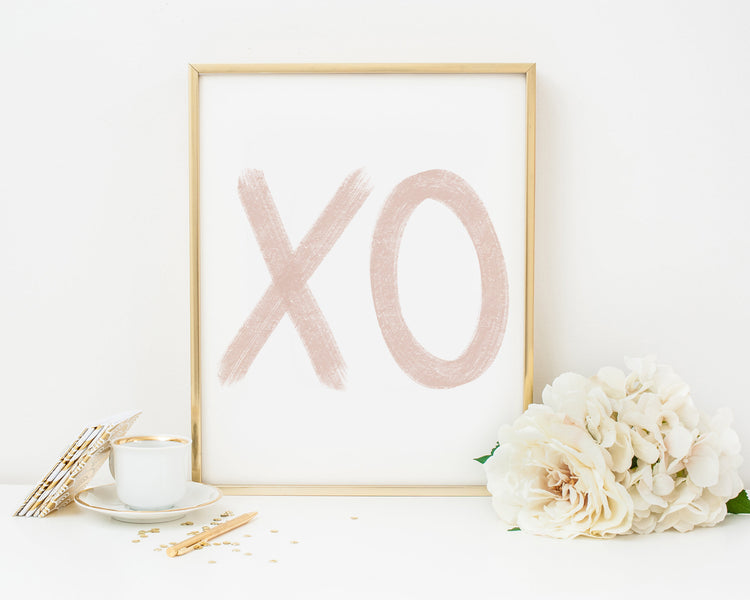 Blush Pink XO Printable Wall Art, Valentines Day Digital Download