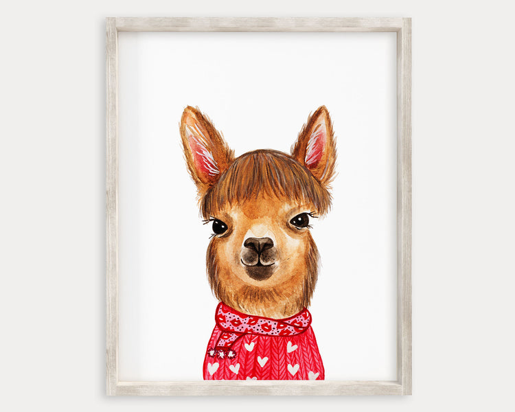 Valentine Llama Printable Wall Art, Digital Download