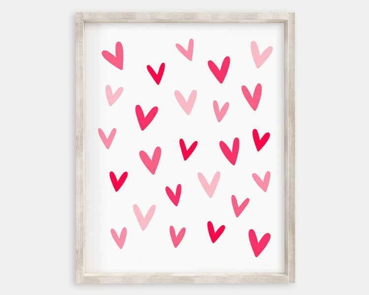 Valentine Hearts Printable Wall Art, Digital Download