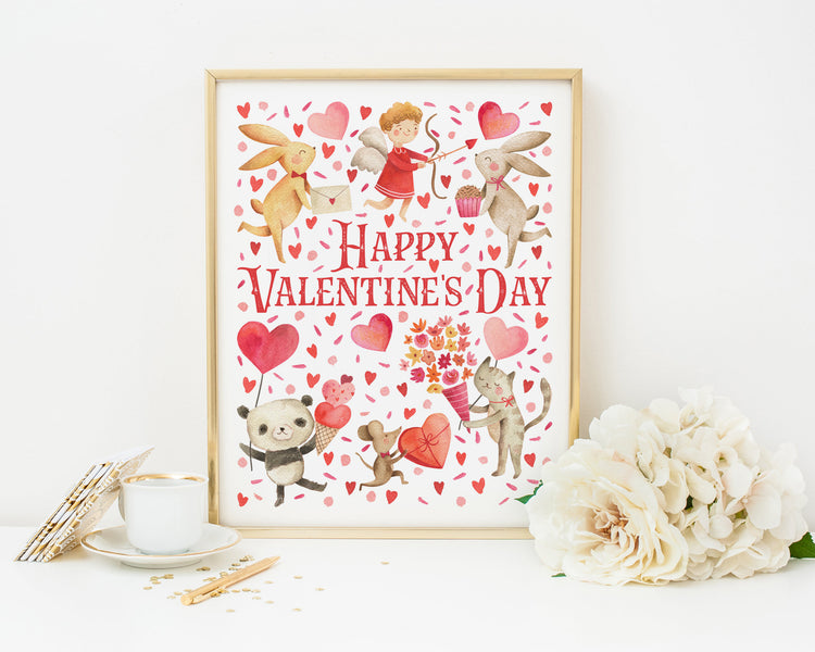 Happy Valentines Day Printable Wall Art, Digital Download