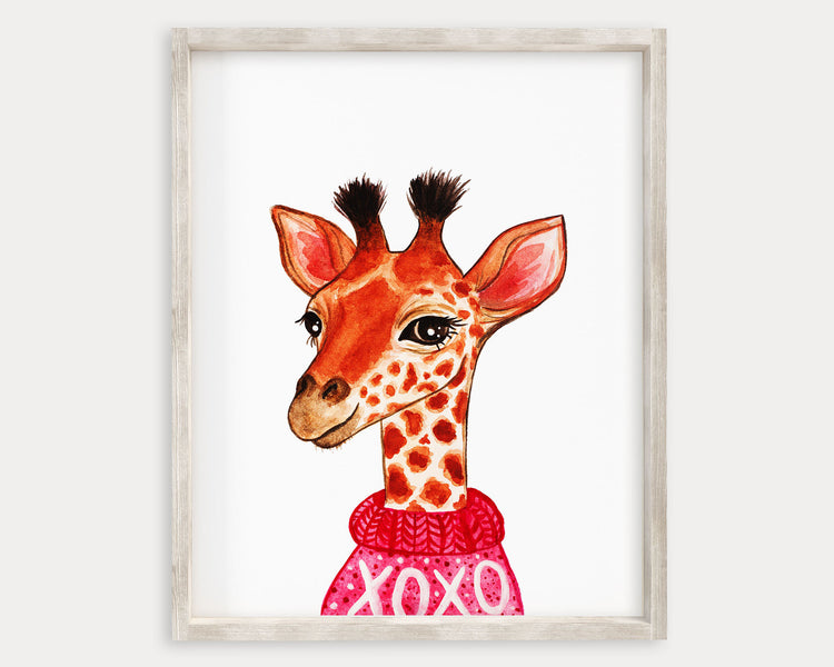 Valentine Giraffe Printable Wall Art, Digital Download